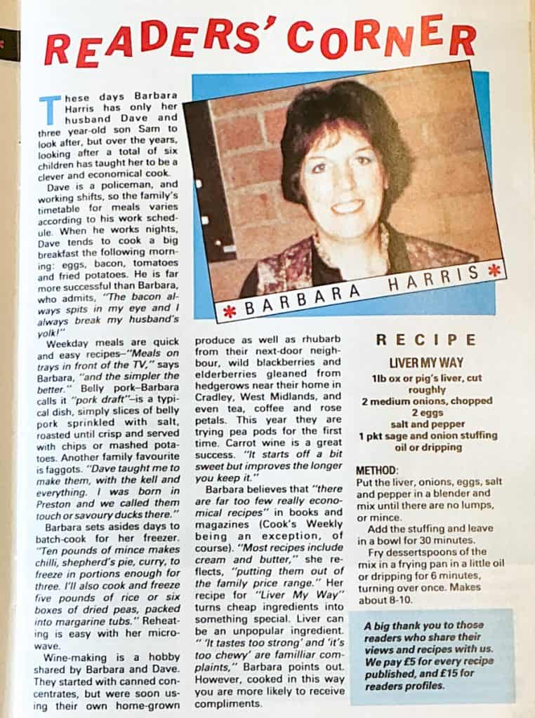 Image of readers corner section of Cooks Weekly magazine.
